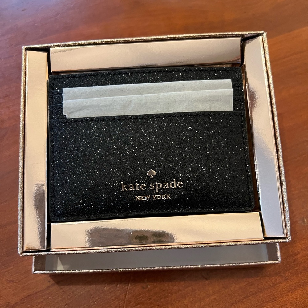 Kate Spade Black Glitter Card Holder